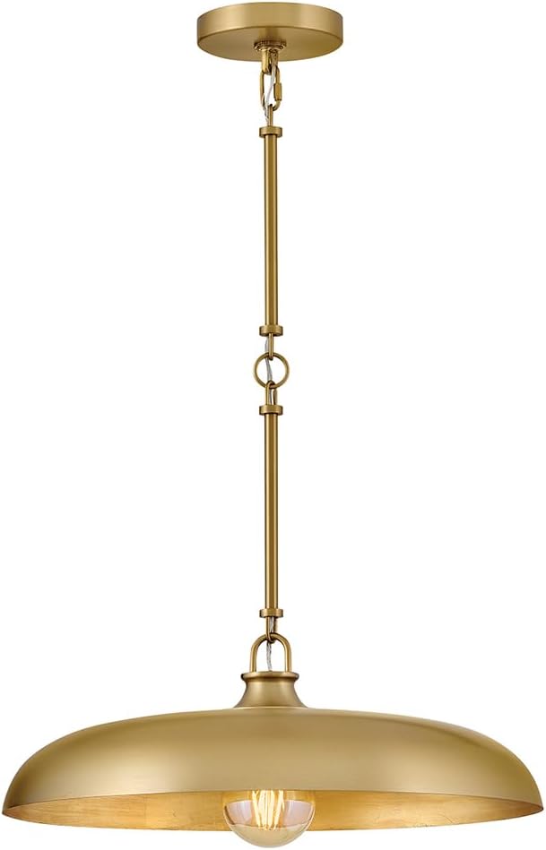 Hinkley Sadie 18" Medium Dome Pendant, Lacquered Brass Finish | Saucer Chandelier, Includes (5) 7" Chain Linked Stems, Needs a Med. LED Bulb, Adjustable Height, Dining Room, Kitchen