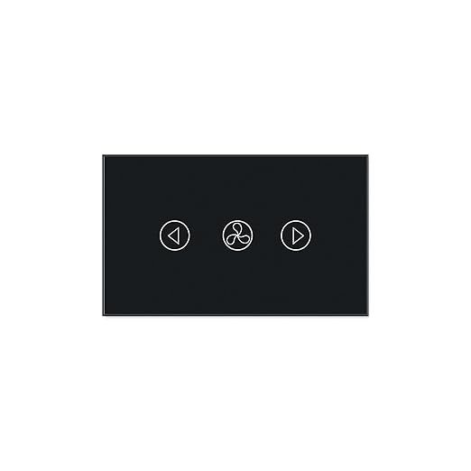 Smart Fan Switch Single Gang 2.4GHz Wi-Fi Touch Switch, Neutral Wire Required,Work with Smart Life/Tuya App and Alexa,Tempered Glass Panel,Black