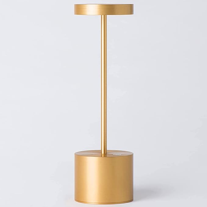SAKRINGT Cordless Table Lamp Rechargeable, 5000mAh Battery Operated Portable Table Light,Dimming LED Table Lamp for Restaurant/Patio/Outdoor(Gold) | SAKRINGT 3 Color Stepless Dimming,72Hrs Long Lasting Battery Operated,Portable Waterproof Touch for Pat...