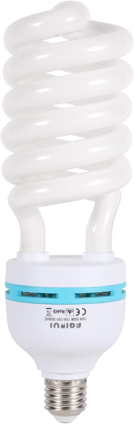 135W Light Bulb 5500K CFL Daylight Spiral Softbox Bulb in E27 Socket for Photography Photo Video Studio Lighting White 1 Pack