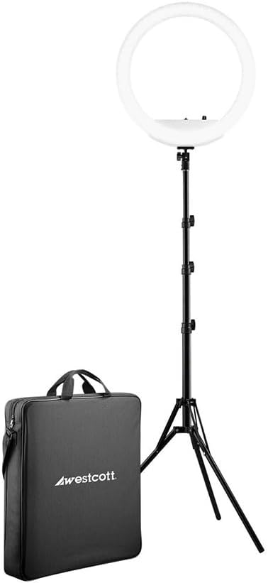 Westcott 18” Bi-Color LED Ring Light Kit with Batteries and Stand Professional Studio Continuous Lighting for Photography, Video Conferencing, Hair & Makeup Salons, Tattoo Studios, YouTube & TikTok | Batteries, Makeup Salons, Tattoo Studios, Video Conf...