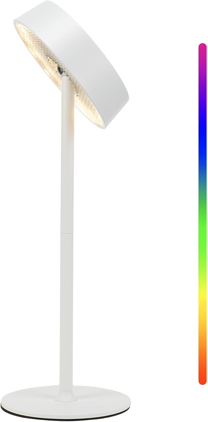 EZVALO Cordless Lamp, Rechargeable Table Lamp, Battery Operated | Portable Outdoor Waterproof, 3 Color Temps RGB, Dimmable Touch Control, LED Memory Function, Restaurant Dining Patio White1Pc
