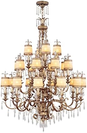 Livex Lighting 8815-65 Chandelier with Crystal and Hand Crafted Gold Dusted Glass Shades, Vintage Gold Leaf