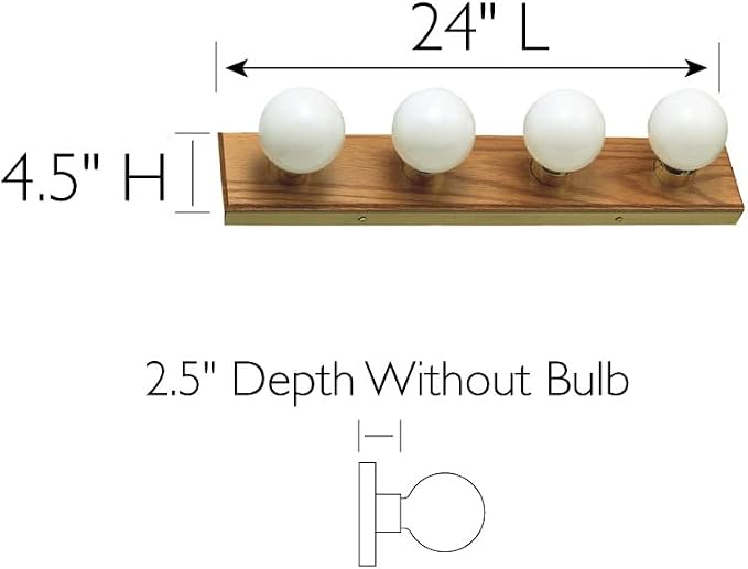 Design House 500207 4-Light Vanity Strip Light Contemporary Dimmable for Bathroom, Bedroom, Makeup Vanity, Honey Oak | Dimmable, Wall Mount, Contemporary/Modern, Wood, Lighting, 500207