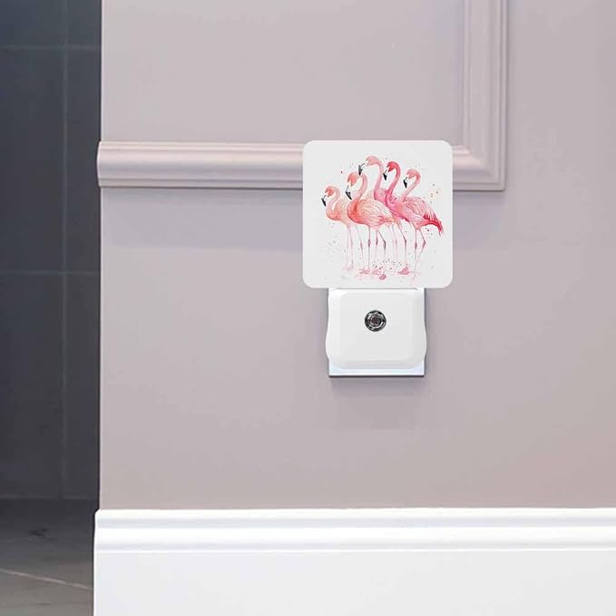 Flamingos Night Light Plug-into Wall Pink Animals Nightlight Lamp with Dusk to Dawn Sensor, Led Lamp 0.5W Energy Efficient for Home Decor