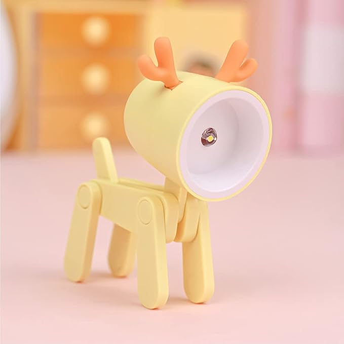Cute Night Light for Kids, Mini Led Table Desk Lamp, Decorative Lamp Indoor Nightstand, Animal Pet Nightlights, Christmas Decorate Birthday Gifts for Children, Students (1 x Yellow Deer)