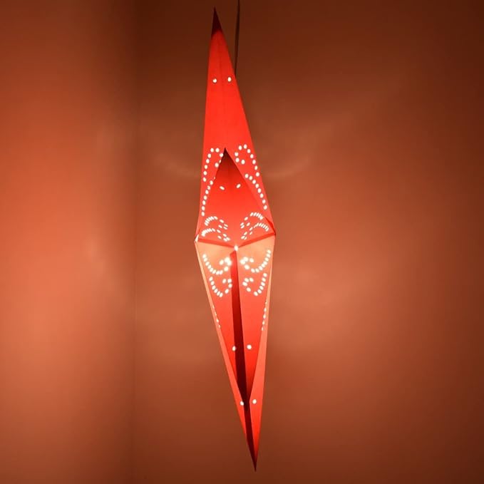 Fountain Red Paper Star Lantern with 12-foot Power Cord Included