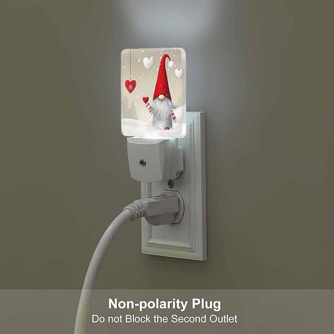 Christmas Theme Night Light Red Hearts and Elves LED Night Lights Plug into Wall for Stairway Hallway Bedroom 0.5W Nightlight