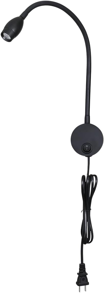 LED Reading Lamp 3W Warm White 3000K for Reading Books Black Plug Cord 2PCS