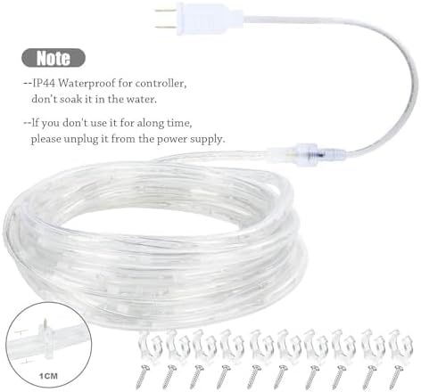 Vigdur LED Rope Lights Outdoor, 18FT 216 LEDs Warm White Rope Lights | Connectable And Flexible Clear Tube, IP65 Waterproof, Christmas Rope Lights for Patios Gardens Parties And Christmas Décor