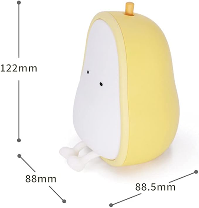 Night Lights for Kids USB Rechargeable Lamps, BPA-Free ABS+Silicone Bedside Lamp for Breastfeeding,Color Changing, Yellow Pear