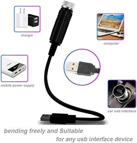 USB Star Projector Night Light, Adjustable Romantic Blue Interior Car Lights, Bending Freely Portable Auto Roof Lights Decoration for Ceiling, Bedroom, Party