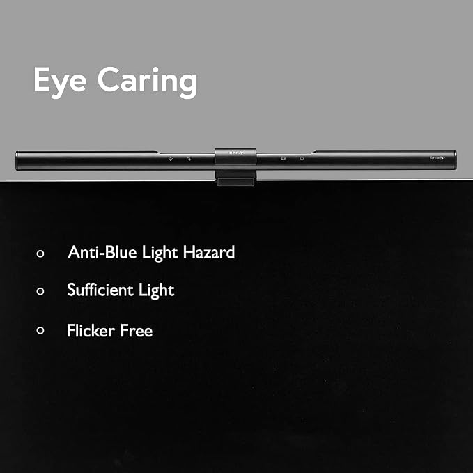 BenQ Screenbar E-Reading LED Computer Monitor Light Lamp with Auto-Dimming and Hue Adjustment Features, Matte Black USB Powered Office Lamp (ScreenBar_Black) Complements with Backlight/RGB setups