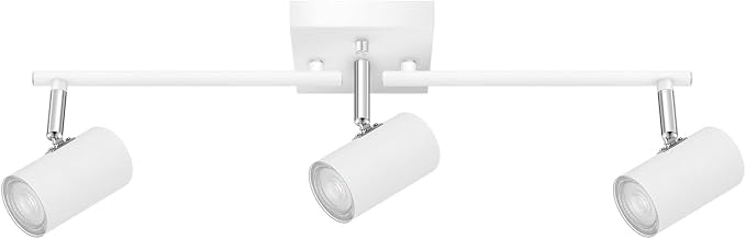 AUQUEE 3 Light Track Lighting Fixtures Ceiling, Matte White Kitchen Lighting Fixtures Ceiling, Track Lights Ceiling, Rotatable Light Heads, Modern Track Lights for Living Room,GU10 Bulb Not Included