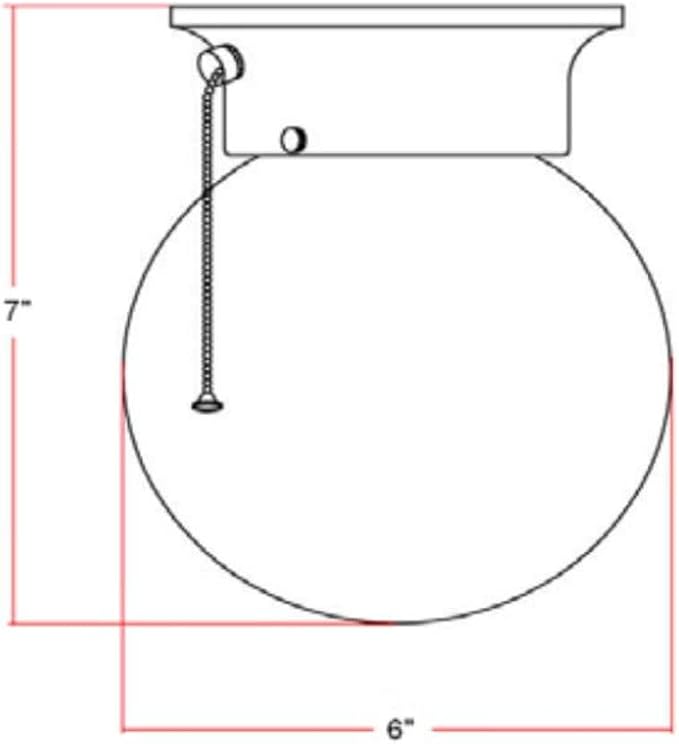 Design House Millbridge Globe 6 Inch Diameter Indoor Ceiling Light Fixture with Pull Chain, for Bedroom, Hallway, Closet & Dining Room, Opal Glass, White, 510040 | Dimmable, Ceiling Mount, Traditional, Steel, Lighting, 510040