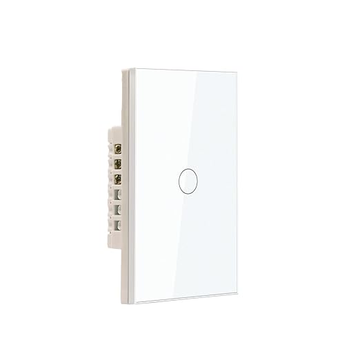 WiFi Smart Light Switch,1-Button Single Gang 2.4GHz Wi-Fi Touch Switch, Neutral Wire Required,Work with Smart Life/Tuya App and Alexa,White