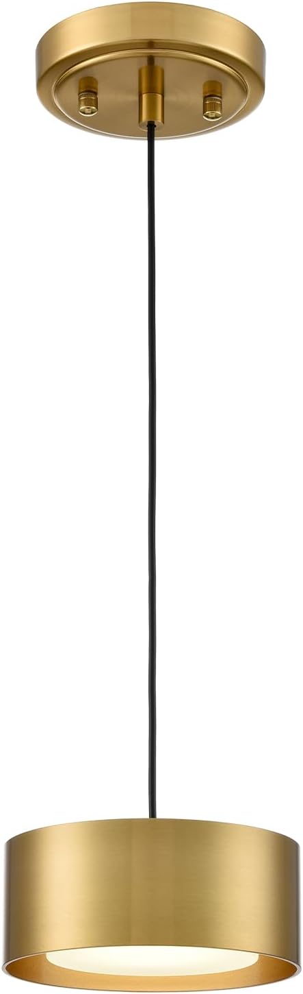 LED Mini Gold Pendant Light Adjustable for Kitchen Island Over Sink | Industrial Gold Mini Pendant Light with Built-in LED, Adjustable Cord 78.74" for Kitchen Island Dining Room Bedroom Bathroom