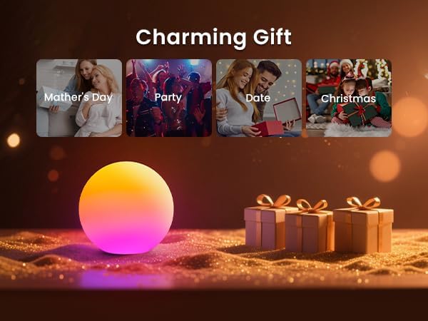LOFTEK Smart Night Light, Color Changing LED Ball Lamp with APP &Music Sync | 16 Million Colors, 220 Scene Modes, Rechargeable, Time Setting, Corded Electric, RGB Ball Mood Lighting for Living Room