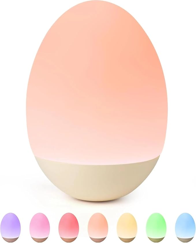 Egg Night Light for Nursery: Rechargeable Baby Touch Lamp | Soft rechargeable egg baby night light with touch control, stepless dimming and warm or RGB light for nursery and feeding