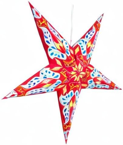Dara Red Paper Star Lantern with 12 Foot Power Cord Included