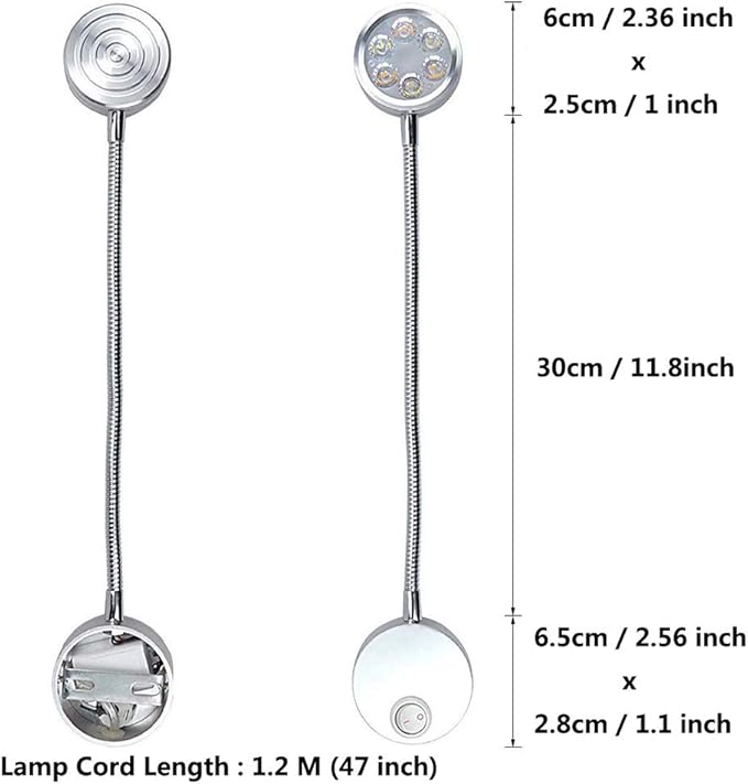 Reading Lights for Books in Bed, Minimalist LED Bedside Lamp - Wall Mount / Gooseneck / Bookshelf (3W, Natural Light)