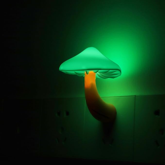 AUSAYE 4 Pack Plug in Night Light, Mushroom Light LED Nightlights for Kids, Adults, Bedroom, Bathroom,Hallway, Stairs, Kitchen Green