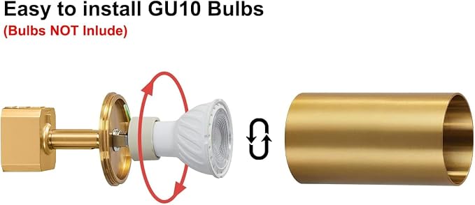 VANoopee GU10 Track Lighting Heads H Type Gold LED Track Light Heads Compatible with Halo Style System, MR16 GU10 Base Adapter Ceiling Spot Light Fixture Direction Adjustable, Pack of 4, No Bulbs