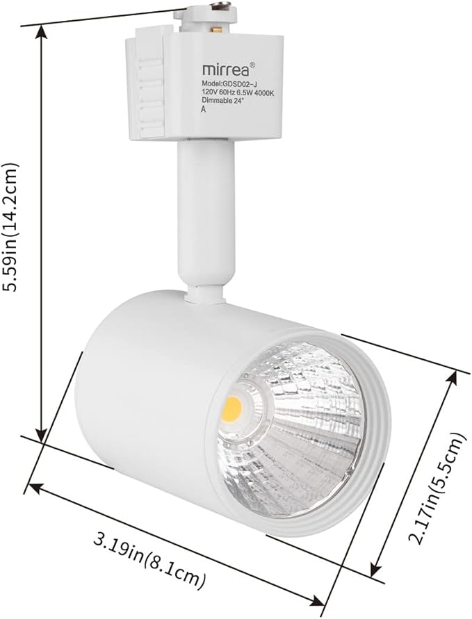 mirrea LED Track Lighting Heads Compatible with Single Circuit J Type Rail Ceiling Spotlight for Accent Task Wall Art Exhibition Lighting 6.5W 4000K Neutral White 24° White Painted Pack of 12