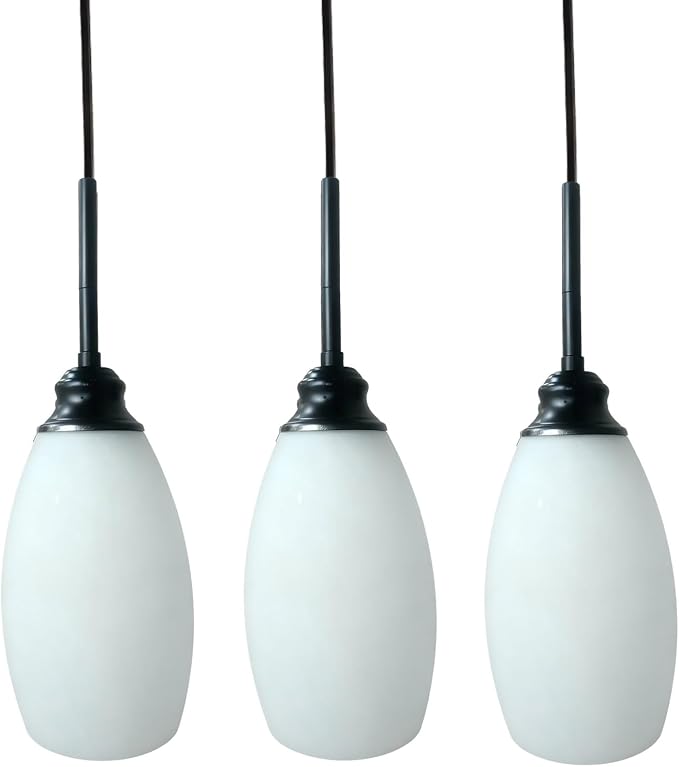 3 Lights Industrial Pendant Light with Glass Shade Matte Black Pendant Lighting Adjustable Industrial Retro Style Hanging Light,Kitchen Island Farmhouse Pendant Lights Fixtures for Kitchen,Farmhouse
