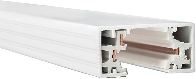 WAC Lighting H Track 8FT Single Circuit Field Cuttable 120V Track for H Style 3-Wire Track Fixtures with 2 Endcaps in White