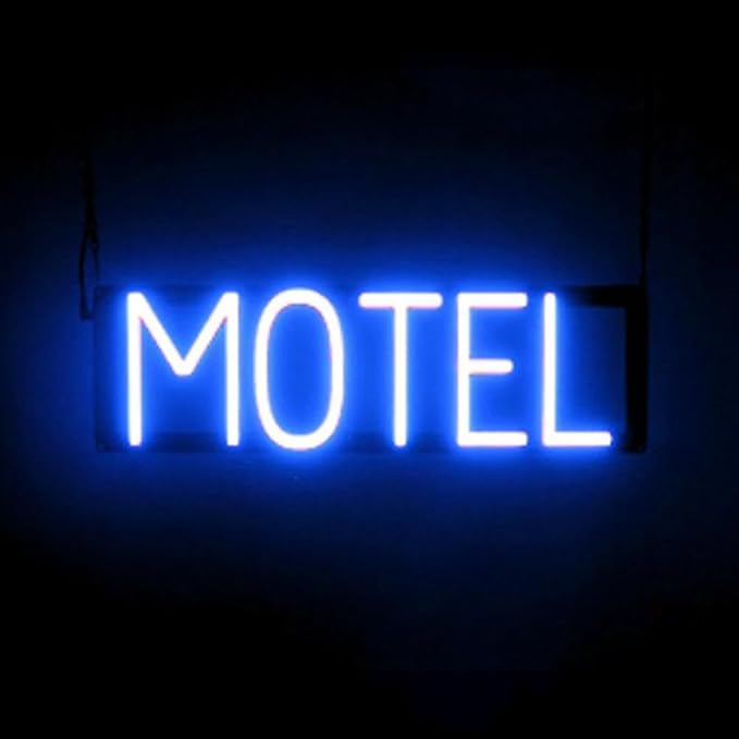 LED Neon MOTEL Sign for Business - Blue, 21" x 6" | Ultra-Bright Click-Together Signage for Hotels & Motels, with Visibility from 500 ft - 8 Animations, 6 Brightness Options
