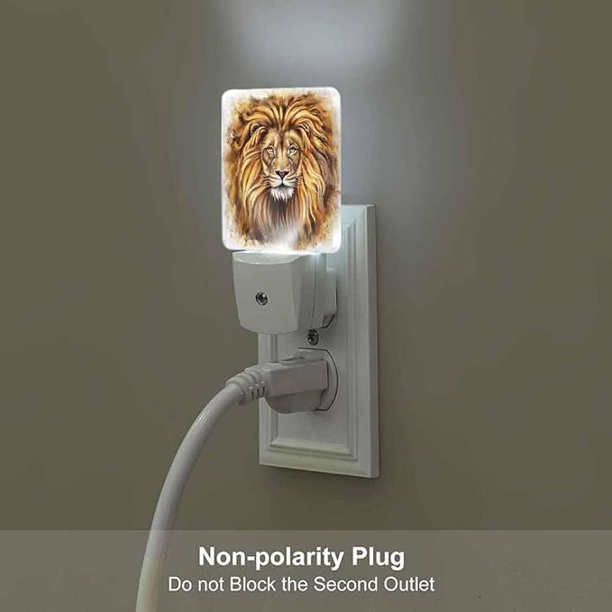 Lion Night Light Furry Brown LED Night Lights Plug into Wall for Stairway Hallway Bedroom 0.5W Nightlight