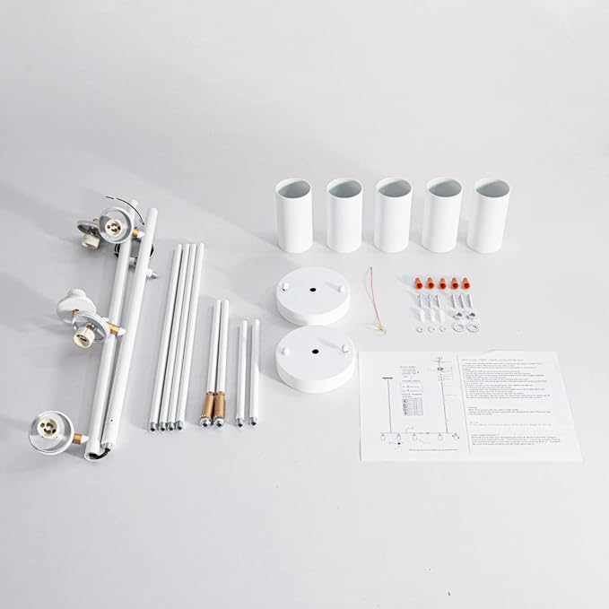 5-Light LED Track Lighting Kit White Track Light Flexibly Rotatable Light Head Modern Spot Lighting for Kitchen Living Room Dining Room Bedroom Closet Bar