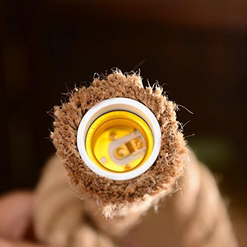 1 Head 1 Meter Vintage Hemp Rope Pendant Light Fixture E26/E27 Base, Vintage Ceiling Light Lamp,Retro Style for Dining Hall Restaurant Bar Lighting,110~130V, (Bulb not Included) (Pack of 2)