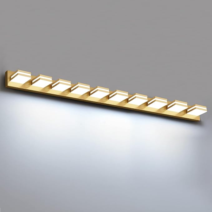 IZORRO LED Modern Bathroom Lights Fixtures(10-Light,Dimmable),Gold Acrylic Wall Lighting,Vanity Lights for Bathroom Over Mirror - 6000k 53.5In （No Assembly Required）