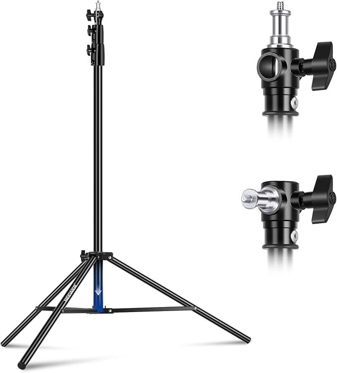 NEEWER 8.5ft/2.6m Air Cushioned Light Stand, Heavy Duty All Metal Tripod Stand with 1/4" to 3/8" Reversible Spigot, 3 Way Mounting Interface & Metal Locking Knobs, Max Load 5.5lb/2.5kg, ST-260AC | Metal Stand, 1/4" to 3/8" Reversible Spigot, 3 Way Moun...