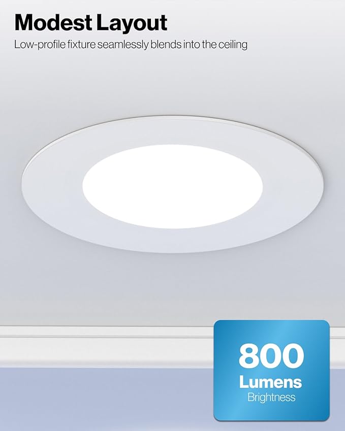 Sunco 36 Pack 4 Inch LED Flat Recessed Light, Retrofit Ceiling Can Lighting, 800 LM, Selectable CCT 2700K/3000K/4000K/5000K, Dimmable, 10W=60W, 50,000 Lifetime Hours UL