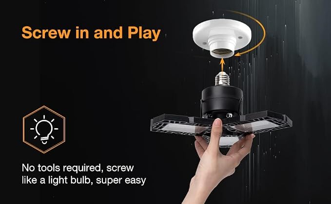 LED Garage Lights 50W - 5000 Lumen 6500K Daylight, Three Leaf Led Garage Ceiling Lighting -4 Pack