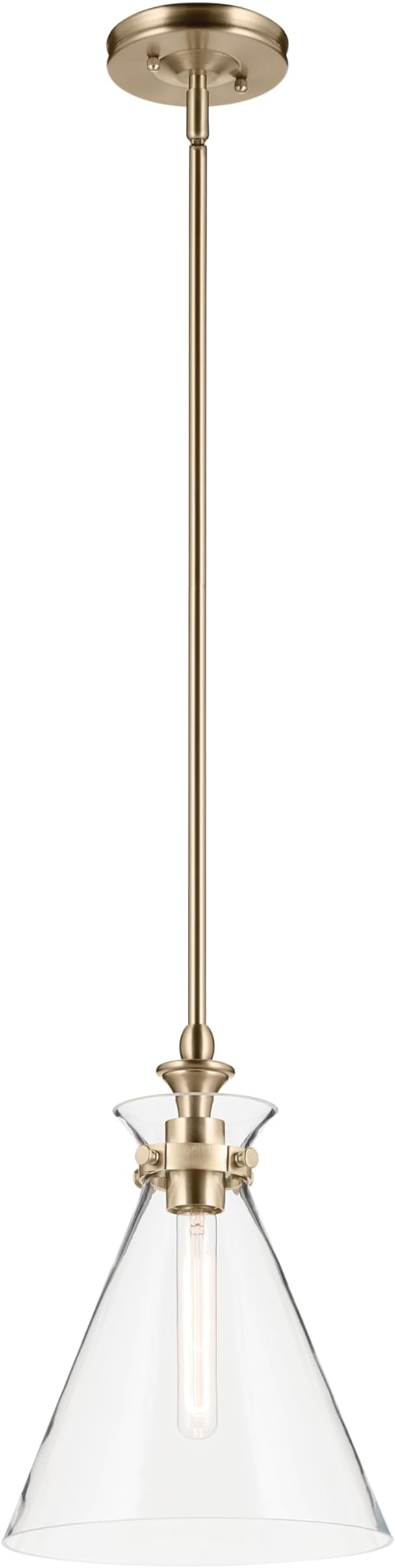 Kichler Laria Pendant Light, Clear Glass, Champagne Bronze | Traditional pendant light with sloped ceiling compatibility (14.5" x 10.5"), 52774CPZCLR