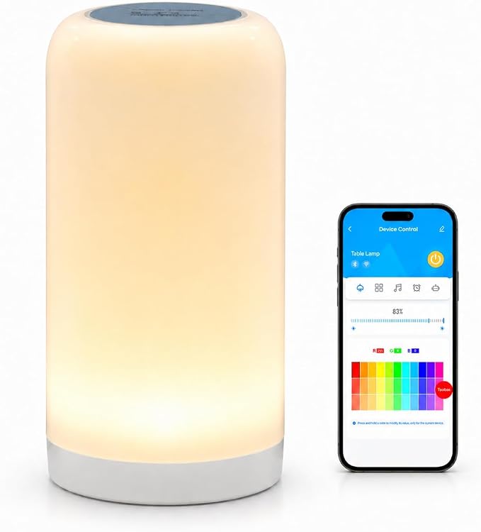 DAYBETTER RGB Smart Bedside Lamps, Touch Lamps for Nightstand, LED Lamp Compatible with Alexa and Google Assistant, Color Changing Lamp for Bedroom Living Room,25 Scene Mode (Only for 2.4GHz WiFi)