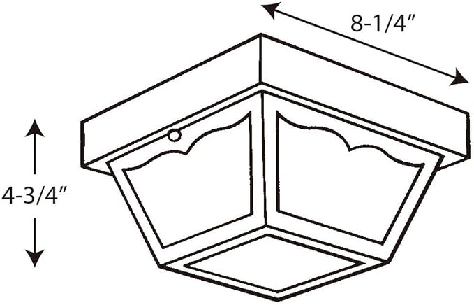 Progress Lighting 1-Light Indoor and Outdoor Flush Mount Ceiling Light, Interior and Exterior Ceiling-Mount Light Fixture for Porch Light, Patios, Garages, Hallways, Non-Metal, 8-1/4" by 4-3/4", Black