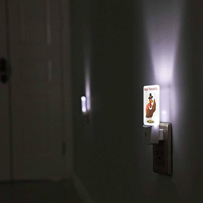 LED Night Light Plug into Wall with Dusk to Dawn Light Sensor White Energy Efficient Thanksgiving Day Autumn Traditional Nightlight for Bedroom Bathroom Hallway Living Room Kitchen