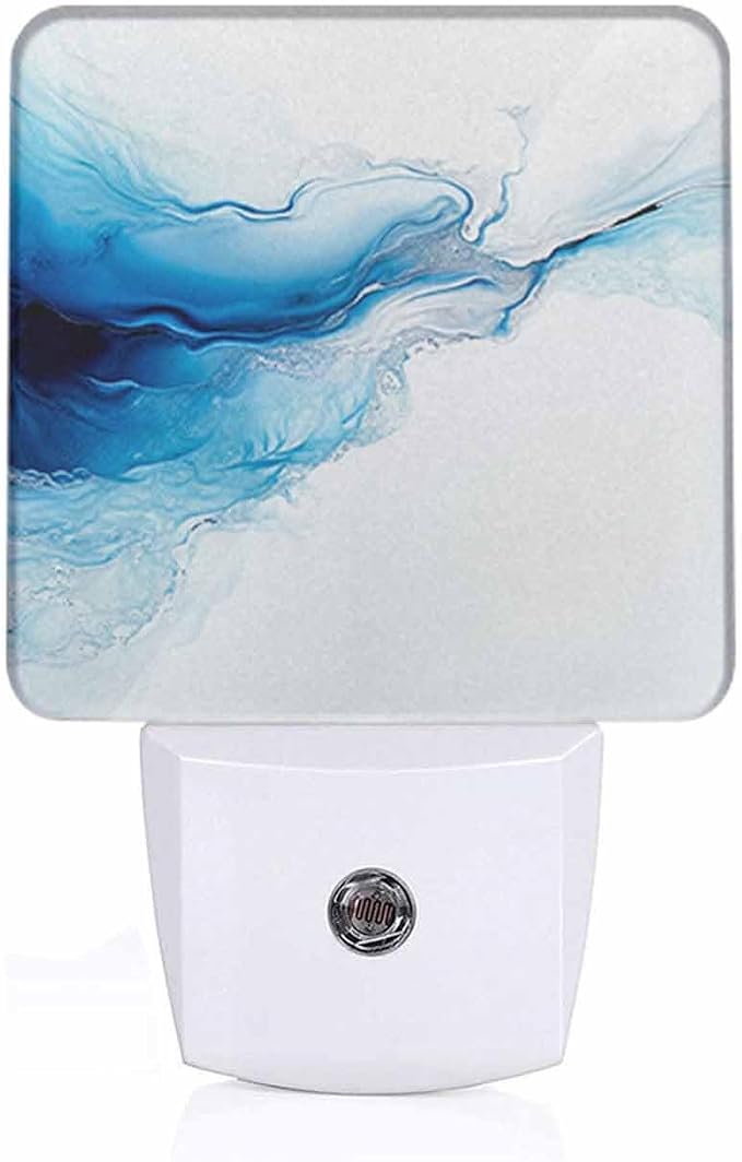 Marble Texture Night Light Blue Creative Liquid 0.5W Night Lights Auto LED Lamp Energy Saving Square Lights for Room Bedroom Bathroom