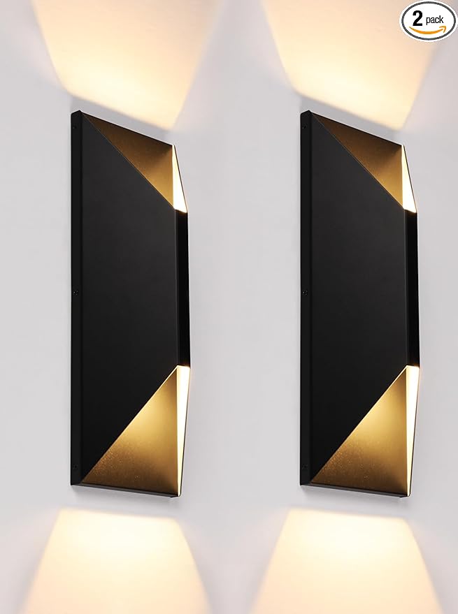 LEONLITE 2-Pack Dimmable LED Up Down Wall Light, 100-277V, CRI 90+, 3000K | 10%-100% Dimmable, IP65 Waterproof, 14 Inch Modern Porch Light, for Commercial Outdoor, Exterior Wall Sconce