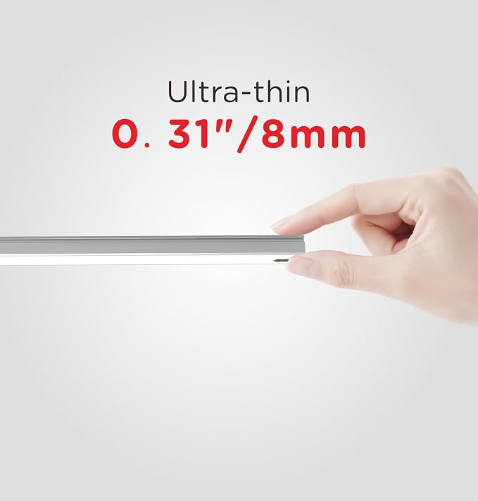 Hand Wave Under Cabinet LED Lighting Plug in, 20 Inch 3 Pcs Dimmable Linkable Ultra Thin Aluminum Alloy Housing, 4000K Natural White Motion Sensor Counter Lights for Kitchen, Shelf, Cupboard