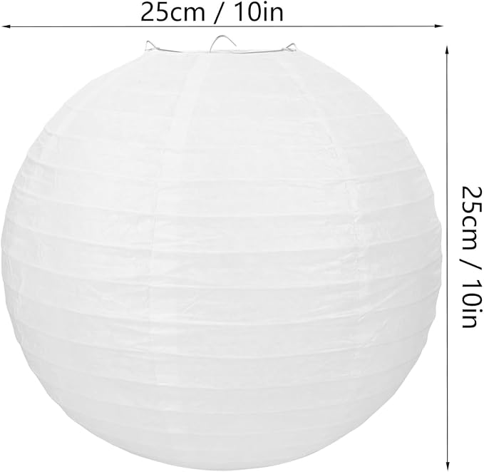 30 Pack 10 Inch Elegant White Round Paper Lanterns for Party Decorations, Weddings, Birthdays