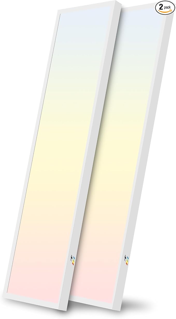 hykolity 1x4 LED Flat Panel Light,4800LM,3CCT 3000K/4000K/5000K | 48W Dimmable Edge-Lit Ceiling Fixture,Built-in Driver,Surface Flush Mount Light for Kitchen,Garage,Office,Workshop,2 Pack