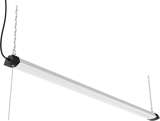 4FT 40W Wraparound LED Shop Light Fixture with Pull Chain Daylight White 5000K for Garage Workshop Basement