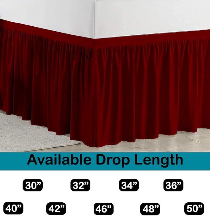 Dorm Room Bed Skirt, Twin XL - 30 inch Drop, Dust Ruffled Bed Skirt for College Dorms, 100% Microfiber Extra Long Bedskirt - Ivory