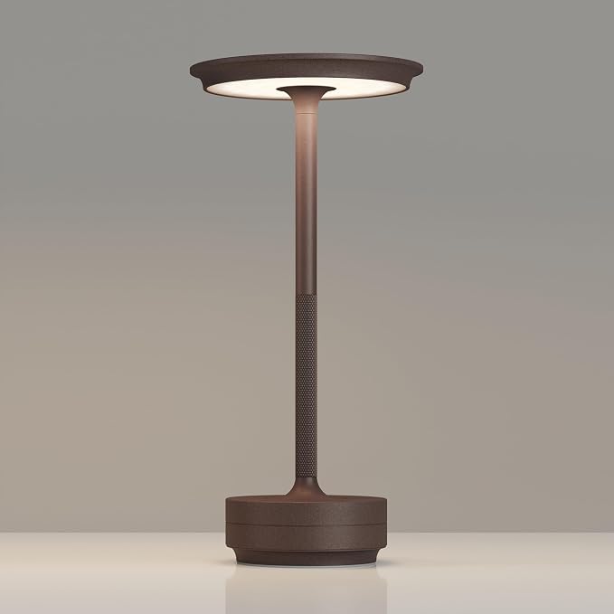 TBBGA 1 Pack Rechargeable Table Lamps Cordless, 5000mAh Outdoor Table Light | 3 Color Stepless Dimming Portable LED Table Lamp with Memory Function, for Home/Dinner/Patio/Restaurant.(Rust)